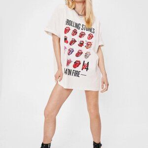 NASTY GAL The Rolling Stones Graphic Tee in Sand, M